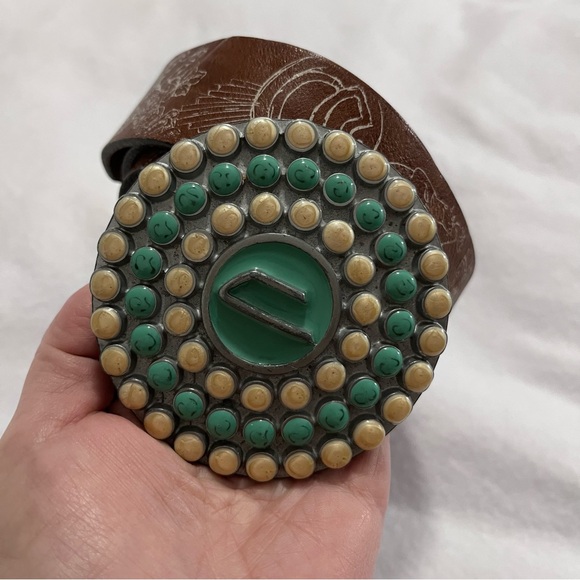 Diesel Y2K Brown Leather Statement Belt Made in Italy 90 cm - Picture 10 of 15